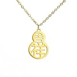 OAUWKEIY Collar Colgante Cambia a un collar colgante auspicioso con el carácter chino hueco 福禄 (calabaza)