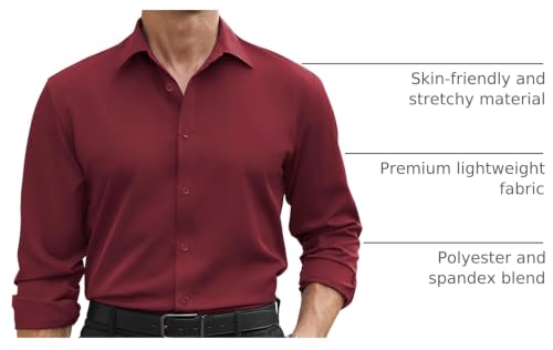 Image of COOFANDY Mens Stretch Dress Shirts Long Sleeve Button Down Shirt Regular Fit Formal Business Shirts