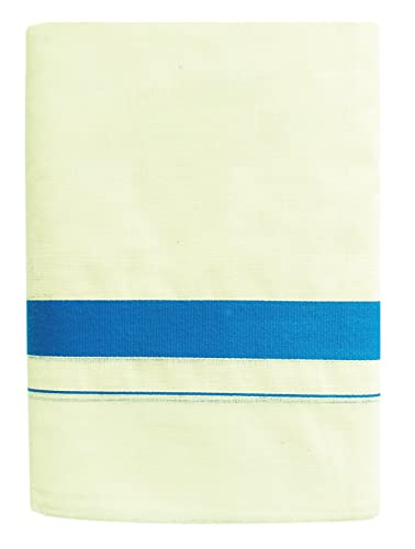 Image of Mens Thick Border 100% Cotton Cream Dhoti 4.0 Meters Double Mundu /Vesti