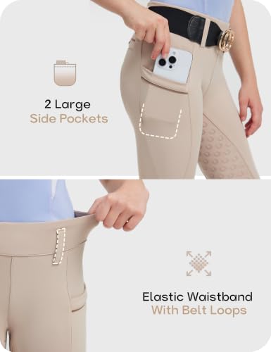 Image of FitsT4 Sports Girls Horse Riding Pants Full Seat Equestrian Pants Pockets