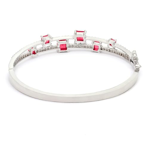 Rhodium-Plated American Diamond Studded Kada Bracelet