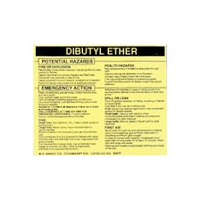 Brady 93520 Vinyl Hazardous Material Label , Black On Yellow, 3 3/4" Height x 4 1/2" Width, Legend "Dibutyl Ether" (25 Labels per Package)