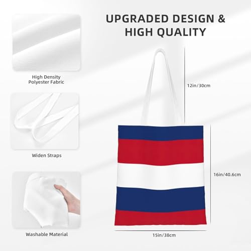 Dutch Flag Print Polyester Canvas Tote Bag, Shopping Bag With Reinforced Handles, Reusable4