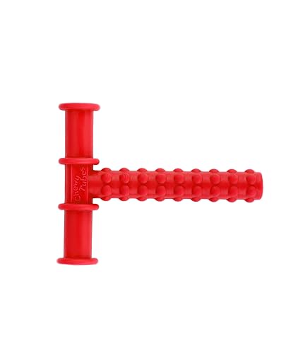 Image of Chewy Tube for Oral Sensory Therapy Red | Non-Toxic Biting & Chewing Tool for Autism, ADHD | Textured Teether for Children & Adults (Red Chewy tube)