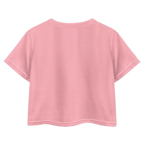 Image of Girls Fashion Crewneck Tee Shirts Casual Short Sleeve Crop Top Summer Outfits 5-14 Years Old