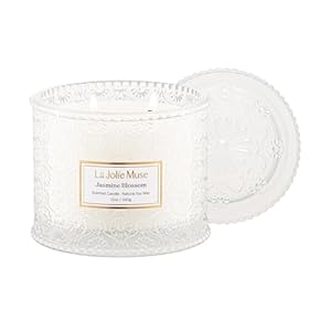 La Jolie Muse Jasmine Scented Candle Gifts for Women, 2 Wicks, Luxury Candles, 12 oz/340g 60 Hour Burn Time, Candles for Home Scented