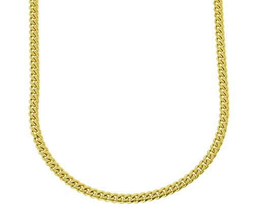 Collier en acier inoxydable plaqué or jaune 14k de 6 mm pour homme et femme
