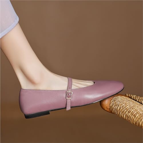Women's Mary Jane Shoes Female Shallow Ballet Shoes for Women Versatile Chic(Pink,5)3