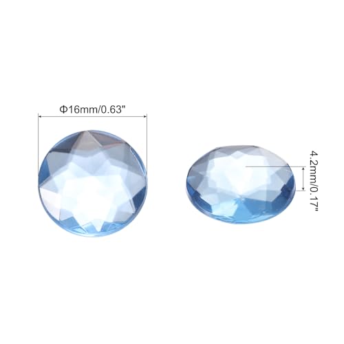 Image of MECCANIXITY Flat Back Round Acrylic Rhinestones,16mm Sky Blue Flatback Crystal Rhinestones for Crafts Clothes Shoes DIY Decoration Gifts 50Pcs