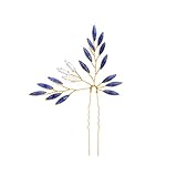Barode Blue Wedding Crystal Hair Pins Bridal Hair Clips Accessories Hair for Brides and Bridesmaids Pack of 2