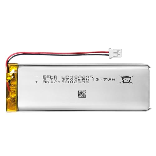 EEMB Lithium Polymer Battery 3.7V 3700mAh 103395 Lipo Rechargeable Battery Pack with Wire JST Connector for Speaker and Wireless Device- Confirm Device & Connector Polarity Before Purchase