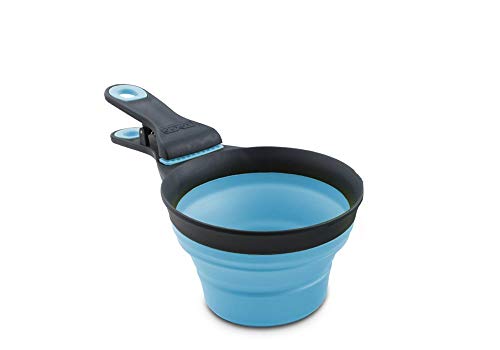 Dexas Popware for Pets Collapsible KlipScoop, 1/2 Capacity, Gray/Blue