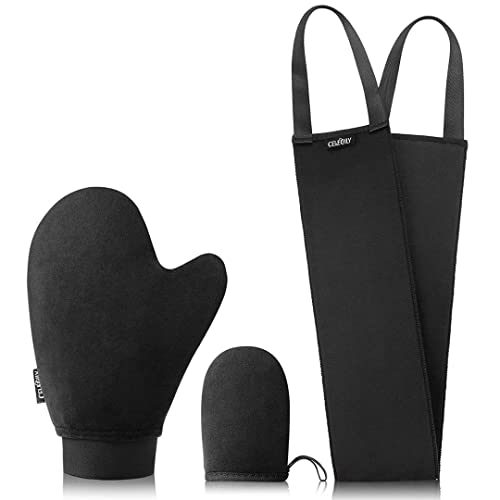 Celecily Self Tanner Mitt Applicator- Self Tanning Mitt for Self Tan Mitt ,Tanning Mitten, Self Tanning Glove for back , PATENTED Sunless Tanner Mitt Applicator, NO Slide Off Tanning Mitts Self Tanner
