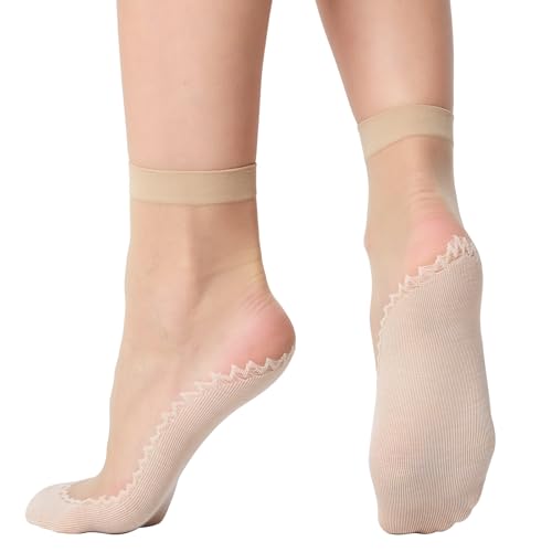 Image of WiliW Women's Ankle High Sheer Thin Nylon Socks, 12 Pairs | Reinforced Bottom, Reinforced Toe