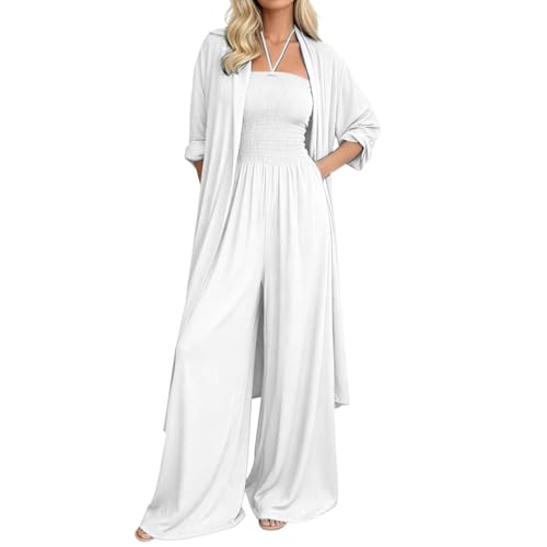 Pyjama léger 3 pièces femme avec débardeur et pantalon Palazzo confort