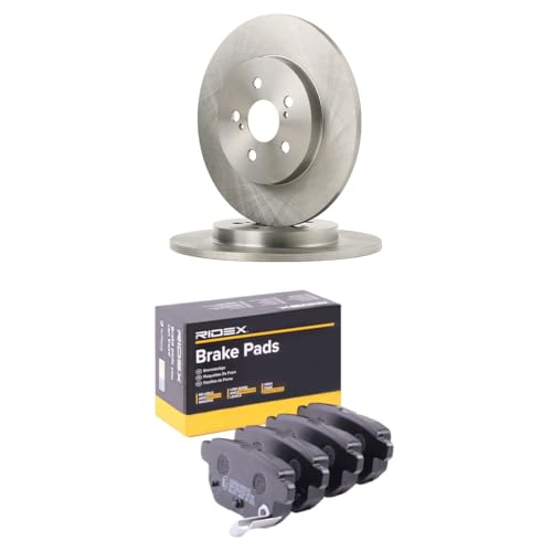 RIDEX Kit de discos de freno y pastillas 3405B2373 Eje trasero sin tornillos macizo