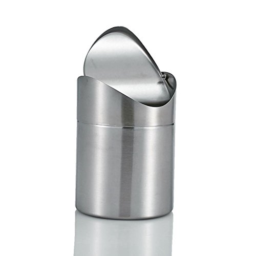 Loveinusa Countertop Trash Can, 1.5 Liter / 0.4 Gallon Mini Table Trash Can Recycling Brushed Stainless Steel Wave Cover Counter Top Garbage Bin #TOP2