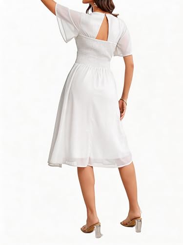 Image of Women's Summer Elegant Chiffon Wrap V Neck Aline Dress