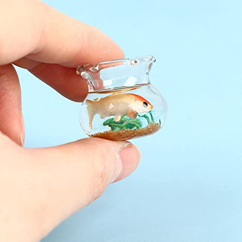 Weisha Dollhouse Miniature Fish Tank 1Pc Dollhouse Mini Glass Fish Tank Model Home Ornament Miniature Fish Bowl Scene Model Dollhouse Decor Toy(Square) #TOP4