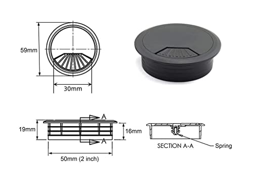 Œillet pour cordon de bureau 5,1 cm pour organiser les câbles de PC - 2
