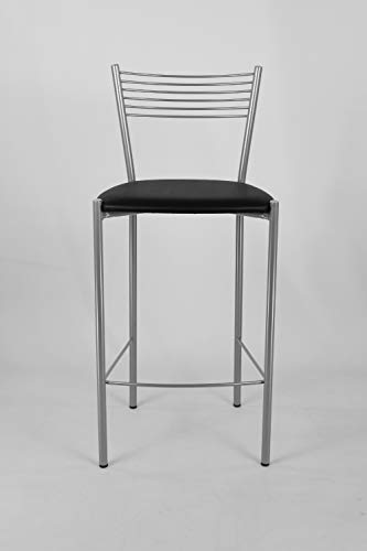t m c s Tommychairs - Set 2 taburetes Elegance para Cocina y Bar, con Estructura en Acero Pintado Aluminio y Asiento tapizado en Polipiel Color Negro - imagen 4