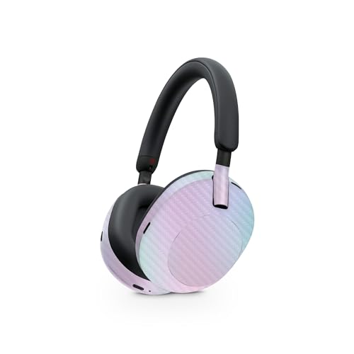 Image of MightySkins Carbon Fiber Skin Compatible with Sony WH-1000XM5 Headphones - Cotton Candy | Protective, Durable Textured Carbon Fiber Finish | Easy to Apply