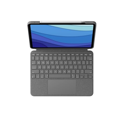 Logitech Combo Touch iPad Pro 11" (1ère, 2e, 3e et 4e génération – 2018, 2020, 2021, 2022) Étui avec Clavier et Crayon numérique (2018 et Versions ultérieures), QWERTY pannordique, Gris