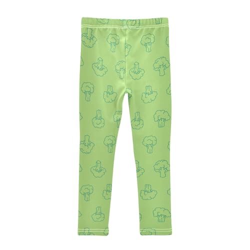 Broccoli Outline Girls Leggings,Workout Leggings for Girls Toddler Athletic Leggings Size for 3-10T2