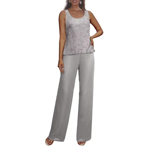 3 Pieces Chiffon Mother of The Bride Pant Suits for Wedding Sequin Grandmother of The Bride Pant Suits with Jacket4