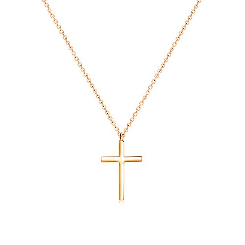 Cross Pendant Necklace for Women 18K Gold Plated Stainless Steel tiny Cross Necklace Simple Christian Religious Necklace