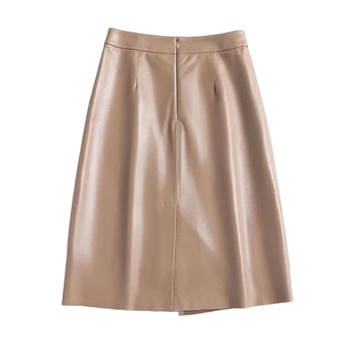 Women Spring Autumn Fashion Genuine Leather Midi Wrap Skirt Long Slim Sheepskin Irregular Skirts