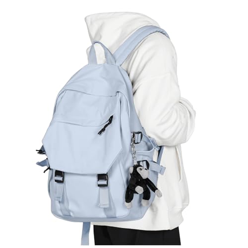 coowoz College Backpack Waterproof Black College Bags For Women Lightweight Travel Rucksack Casual Daypack Laptop Backpacks For Men Women(Grey Blue)