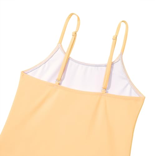 Image of Zando Toddler Girl Swimsuit - Cute Apricot Smiley Face 4t Bathing Suits for Girls, Adjustable Quick Dry 5T Swimsuit Girls, One Piece Kids Swimwear for Summer Beach Vacation Waterpark Wear 4-5T