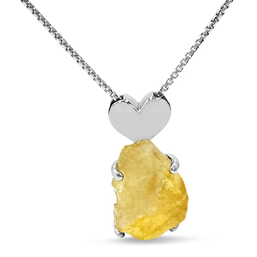 Natural Raw Citrine Heart Pendant...