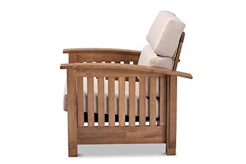 Sillón moderno tapizado en tela taupe miniatura 6