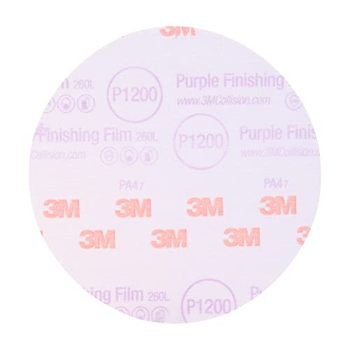 Image of 3M Hookit Purple Finishing Film Abrasive Disc 30668, 6 in, 1200+ Grade, 50 Pack, Clear Coat Sanding, Paint Finishing, Defect Removal, Long Lasting