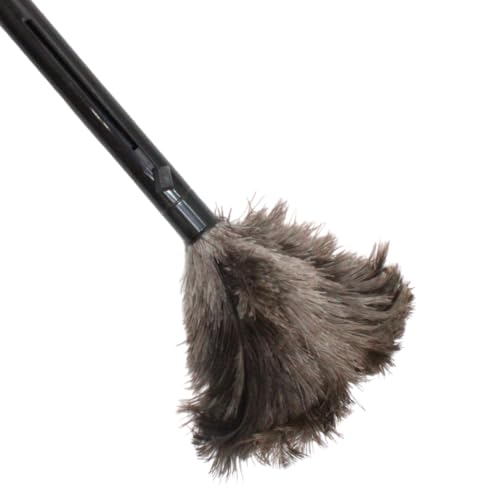 Retractable Feather Duster 8-14 in Adjustable - Natural Ostrich Feather Duster for Cleaning Ceiling Fans Blinds Plantation Shutters Walls & Furniture - Quality Checked in USA - 1 Pack