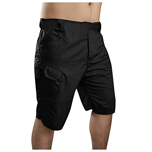 Shorts cargo de twill para hombre, negros miniatura 1