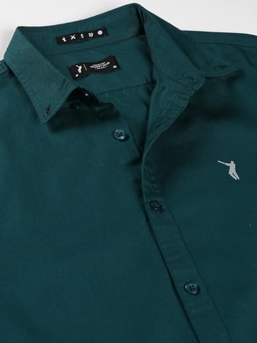 Image of Thomas Scott Men's Cricket Club Collection Classic Regular Fit Twill Shirt | 100% Cotton Long Sleeve Solid Shirt with Button Down Collar (Available in Plus Size)