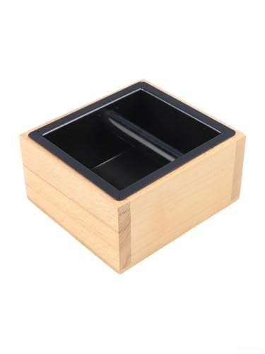 ZAMETTER Coffee Ground Knock Container 17x15x8cm Espresso Coffee Ground Knock Box Wooden Grind Buckets Detachable Espresso Grounds Bucket Stainless Steel Bar Kitchen Coffees Knocks Box