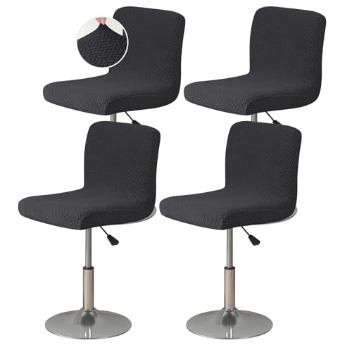Image of FUANGUI Bar Stool Covers Set of 4, Stretch Bar Stool Chair Cover Slipcovers, Knitted Jacquard Counter Stool Bar Chair Covers for Kitchen Pub Dining Room (Knitted Black)