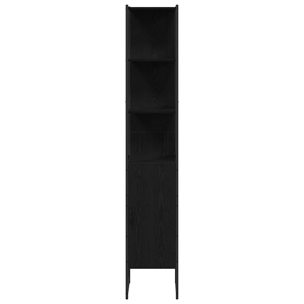 vidaXL Mueble de Cuarto de Baño Roble Negro 33 x 33 x 185,5 cm, Almacenamiento para baño, gabinete Moderno Rectangular, Estante Compacto, solución organizada y Muebles Elegantes