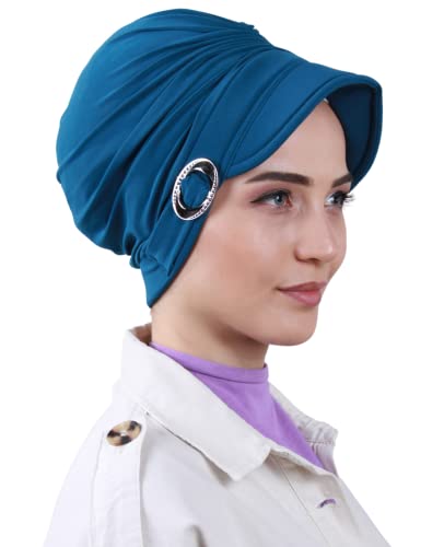 Prien Elegant Hijab For Women, Hat With Hairclip, Cap For Girls, Muslim Scarfs, Prayer Hijabs, Turban, Instant Hats Headwear (Blue) #TOP2