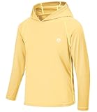 Picture of AODULO Youth Fishing Shirts UV Sun Shirts Rash Guard Quick Dry Long Sleeve Shirts Kids Hoodies Breathable for Workout Sport Pale Yellow