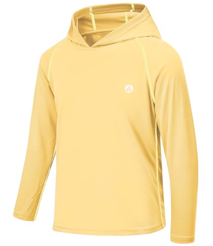 Image of Boys Grils Long Sleeve Sun Shirts UPF50+ Hoodie Thumbhole Rash Guard Quick Dry Atheltic Hiking Workout Water Playing