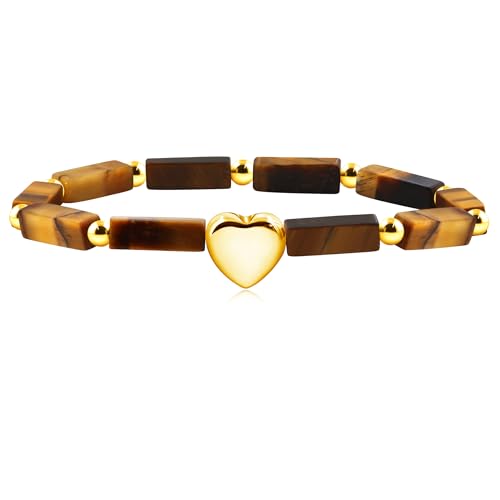 Image of Cuboid Love Elastic Bracelet, Crystal Energy Stone Anxiety Relief Yoga Jewelry for Women Male (Heart-shaped Charm Can Be Customized Name)