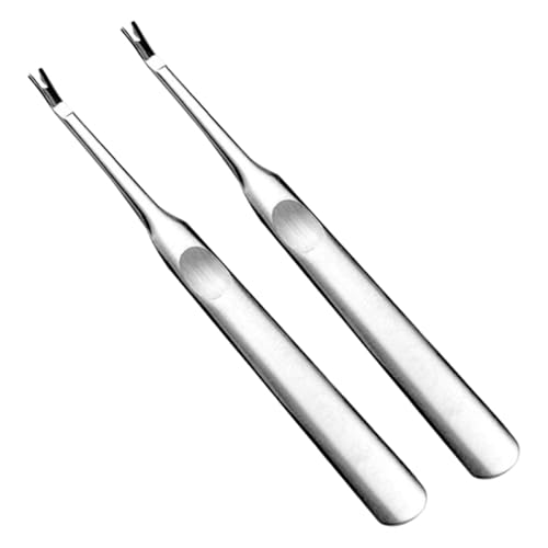 minkissy 2pcs Nail File Buffer Cuticle Remover Tool Stainless Steel v Cuticle Trimmer Fork for Dead Skin Pusher for Fingernails Toenails