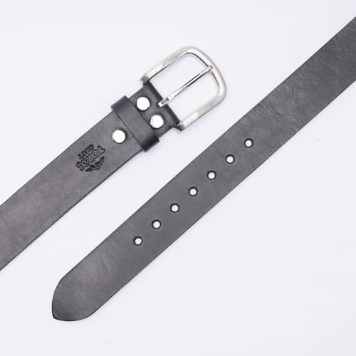 Handmade Premium Genuine Leather Men's Belts, Heavy Duty Belt for Men, Classic and Versatile Design, Sturdy Buckle, Black4