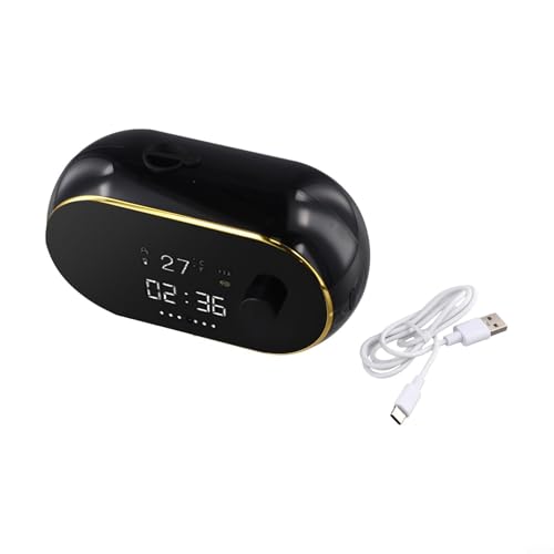 Dispensador automático de jabón de espuma sin contacto de 450 ml con soporte de pared, pantalla HD que muestra la hora, temperatura interior, indicador de líquido bajo, estado de la batería, IPX5