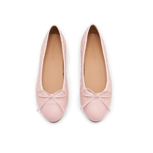 Image of Women's Cap Toe Ballet Flats Two Tone Bow Flats Round Toe Shoes for Women Slip on Casual, Work, Dress Flats Pumps for Women